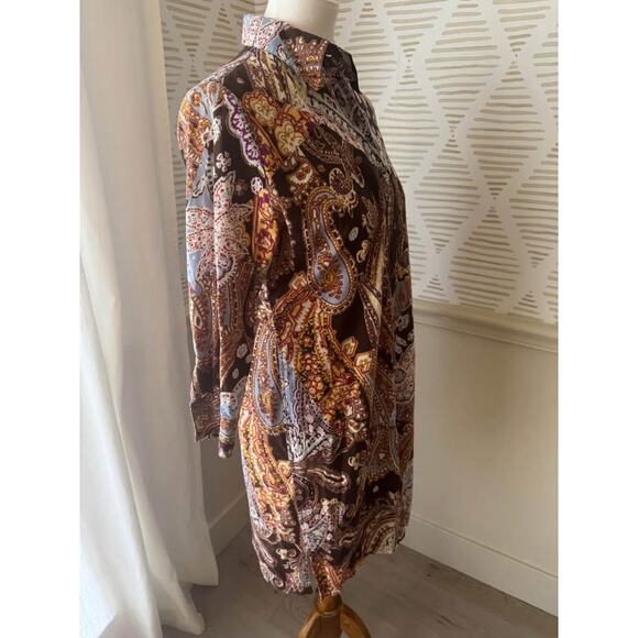 Craig Taylor Women’s Medium Brown Paisley Button Up Dress - Picture 7 of 7